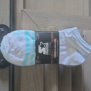 STARTER Women's No Show Socks - White and Light Blue💜